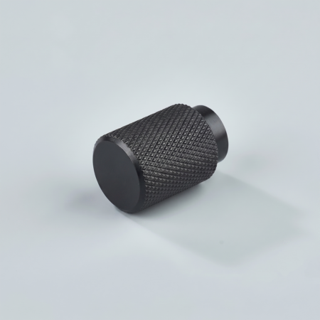 Vance Knurled Brass Cylinder Knob - Black