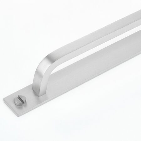 Aurel Curve Brass Cabinet Handle With Backplate - Silver