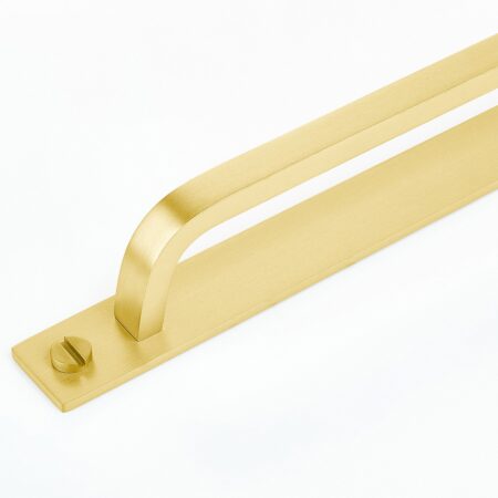 Aurel Curve Brass Cabinet Handle With Backplate - Gold