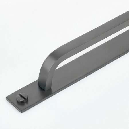 Aurel Curve Brass Cabinet Handle With Backplate - Gunmetal