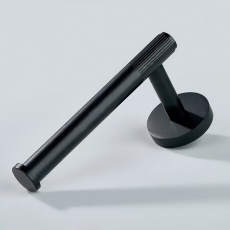 Luma Linear Knurled Brass Toilet Paper Holder - Black