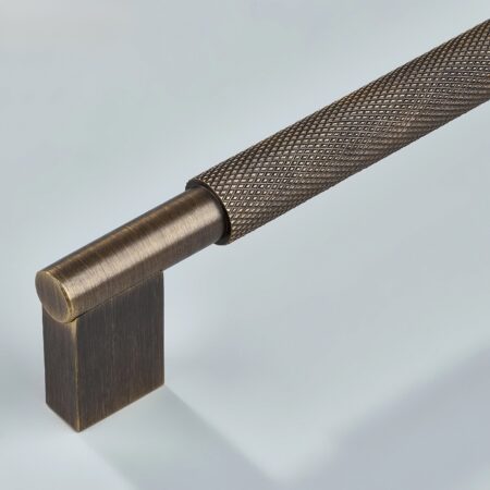 Aion Knurled Brass Cabinet Handle - Antique Bronze