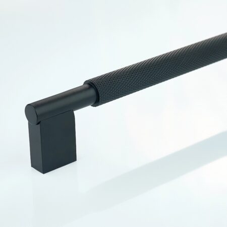 Aion Knurled Brass Cabinet Handle - Black