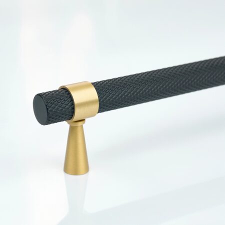 Canyox Knurled Brass Cabinet Handle - Black and Gold