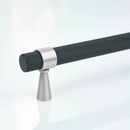 Canyox Knurled Brass Cabinet Handle - Black and Silver
