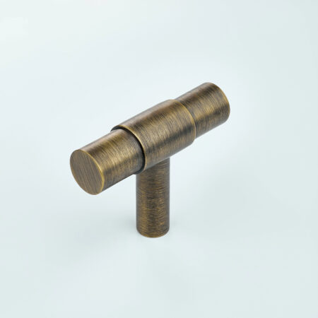 Grooved T-Bar Cabinet Knob - Antique Bronze
