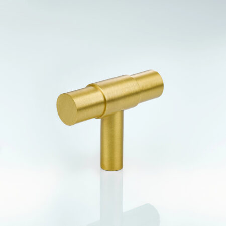 Grooved T-Bar Cabinet Knob - Gold