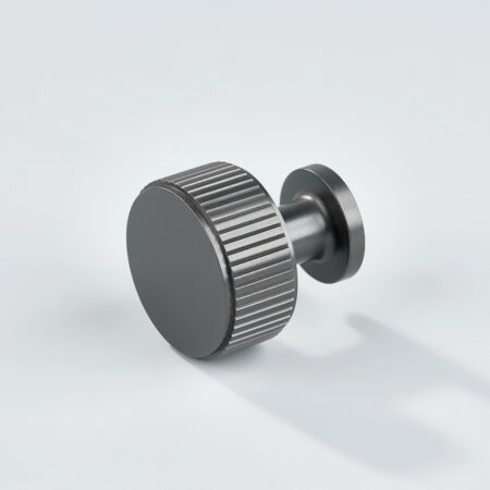 Solen Linear Knurled Brass Round Cabinet Knob - Gunmetal