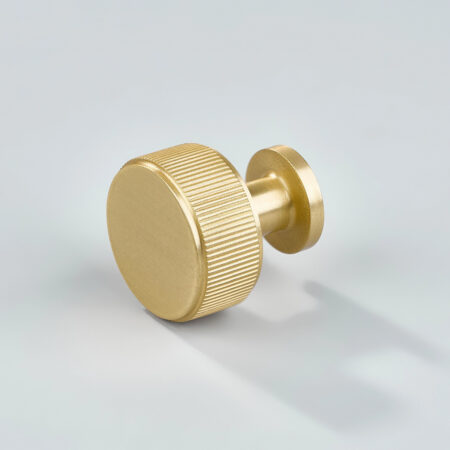 Solen Linear Knurled Brass Round Cabinet Knob - Gold