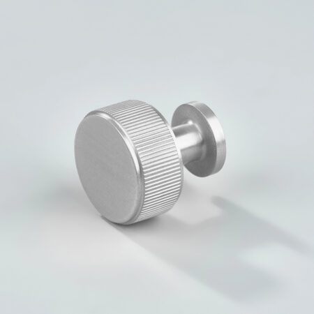 Solen Linear Knurled Brass Round Cabinet Knob - Silver