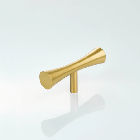Vesko Solid Brass Curve Cabinet T-Knob - Gold