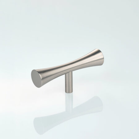 Vesko Solid Brass Curve Cabinet T-Knob - Silver