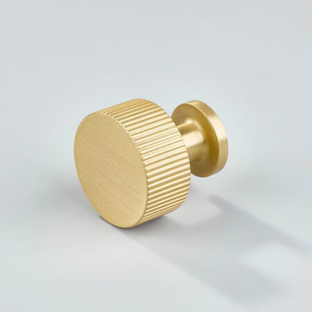 Brynn Linear Knurled Round Brass Cabinet Knob - Gold