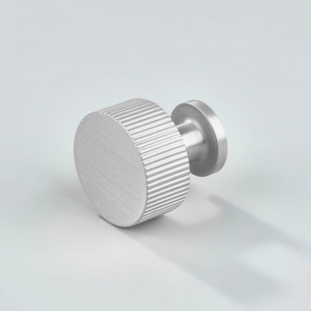 Brynn Linear Knurled Round Brass Cabinet Knob - Silver