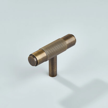 Talon Linear Knurled Brass Cabinet T-Knob - Antique bronze