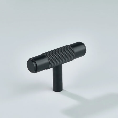 Talon Linear Knurled Brass Cabinet T-Knob - Black