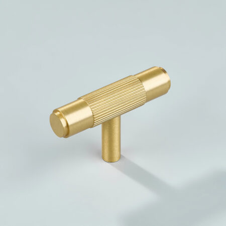 Talon Linear Knurled Brass Cabinet T-Knob - Gold