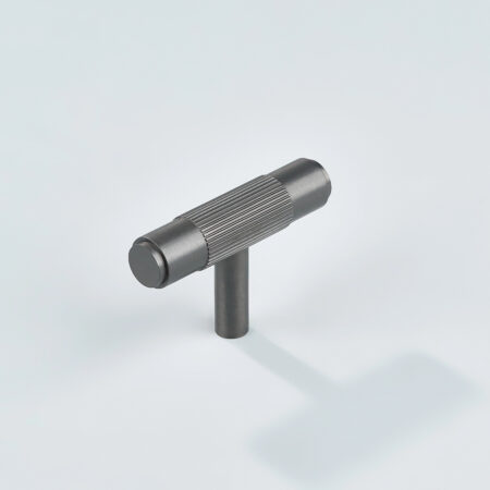 Talon Linear Knurled Brass Cabinet T-Knob - Gunmetal