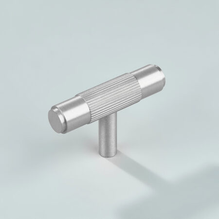 Talon Linear Knurled Brass Cabinet T-Knob - Silver