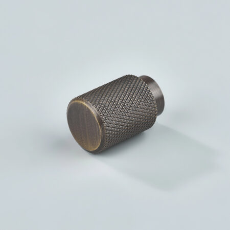 Vance Knurled Brass Cylinder Knob - Antique Bronze