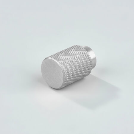 Vance Knurled Brass Cylinder Knob - Silver