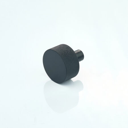 Lumen Knurled Brass Round Cabinet Knob - Black