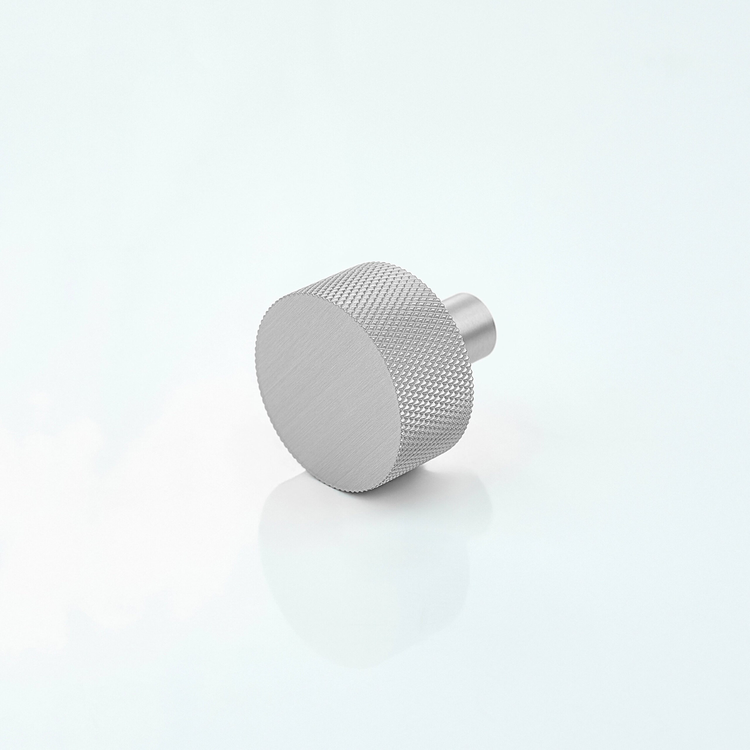 Lumen Knurled Brass Round Cabinet Knob - Silver