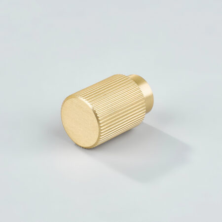 Crest Linear Knurled Brass Cylinder Knob - Gold