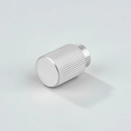 Crest Linear Knurled Brass Cylinder Knob - Silver