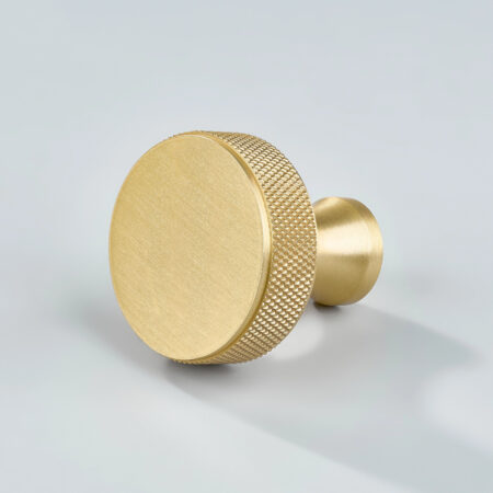 Meson Knurled Brass Round Cabinet Knob - Gold