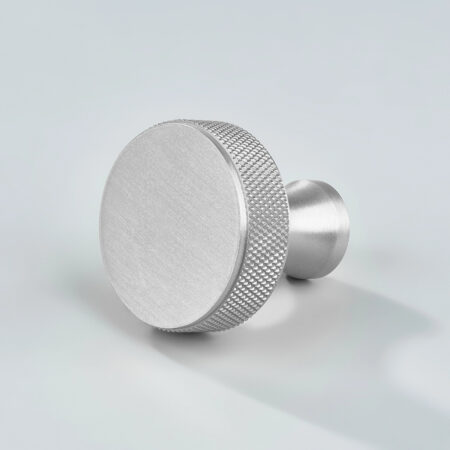 Meson Knurled Brass Round Cabinet Knob - Silver