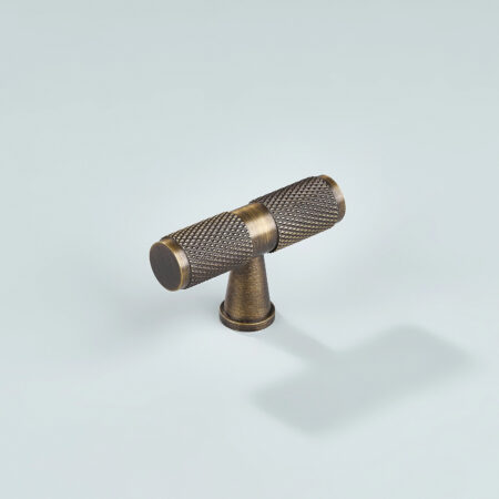 Polo Knurled Brass Cabinet T-Knob - Antique Bronze