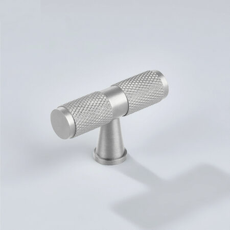 Polo Knurled Brass Cabinet T-Knob - Silver