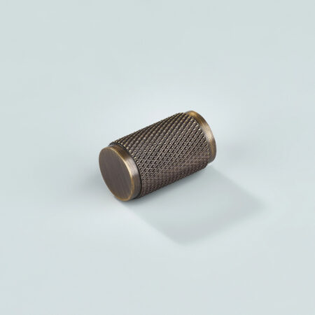 Polo Knurled Brass Cylinder Knob - Antique Bronze