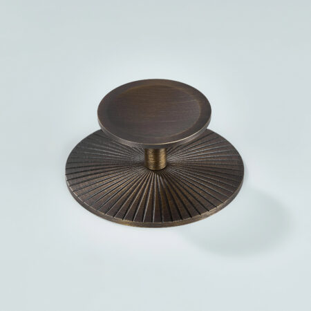 Astra Solid Brass Knob with Star Knurled Circular Plate - Antique Bronze
