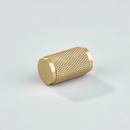 Polo Knurled Brass Cylinder Knob - Gold