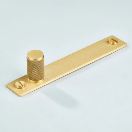 Polo Knurled Brass Cylinder Knob With Backplate - Gold