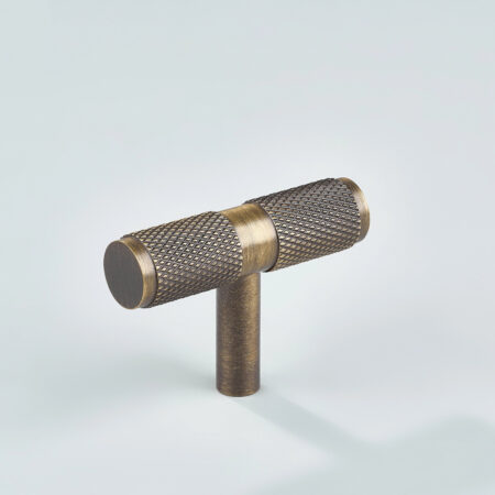 Alto Knurled Brass Cabinet T-Knob - Antique Bronze