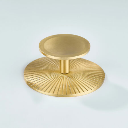 Astra Solid Brass Knob with Star Knurled Circular Plate - Gold