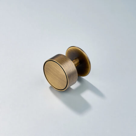 Fortis Round Brass Cabinet Knob With Round Plate - Antique Bronze