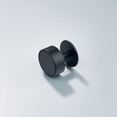 Fortis Round Brass Cabinet Knob With Round Plate - Black