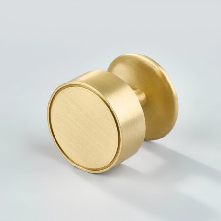 Fortis Round Brass Cabinet Knob With Round Plate - Gold