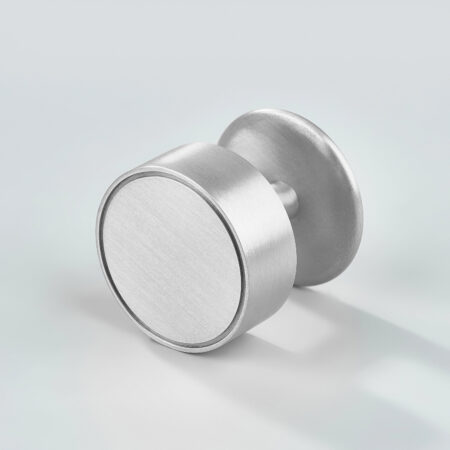 Fortis Round Brass Cabinet Knob With Round Plate - Silver