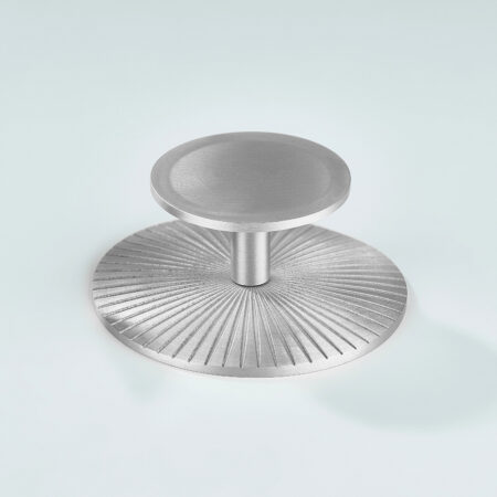 Astra Solid Brass Knob with Star Knurled Circular Plate - Silver