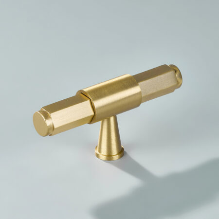 Torq Hexagonal Solid Brass Cabinet T-Knob - Gold