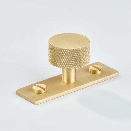 Leib Knurled Brass Cabinet Knob With Backplate - Gold