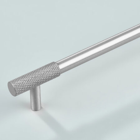 Jorel Knurled Brass Cabinet Handle - Silver