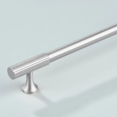 Fivel Linear Knurled Brass Cabinet Handle - Silver