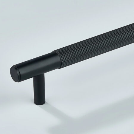 Neel Linear Knurled Brass Cabinet Handle - Black