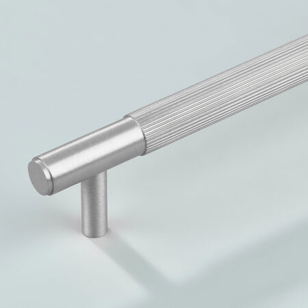 Neel Linear Knurled Brass Cabinet Handle - Silver